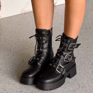 Billini Xyola Black Buckle Up Boots