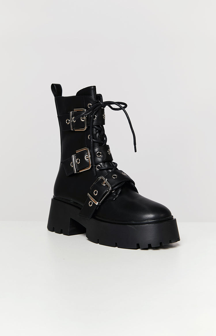 Billini Xyola Black Buckle Up Boots - Image 2