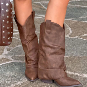 Blythe Chocolate Suedette Foldover Boots