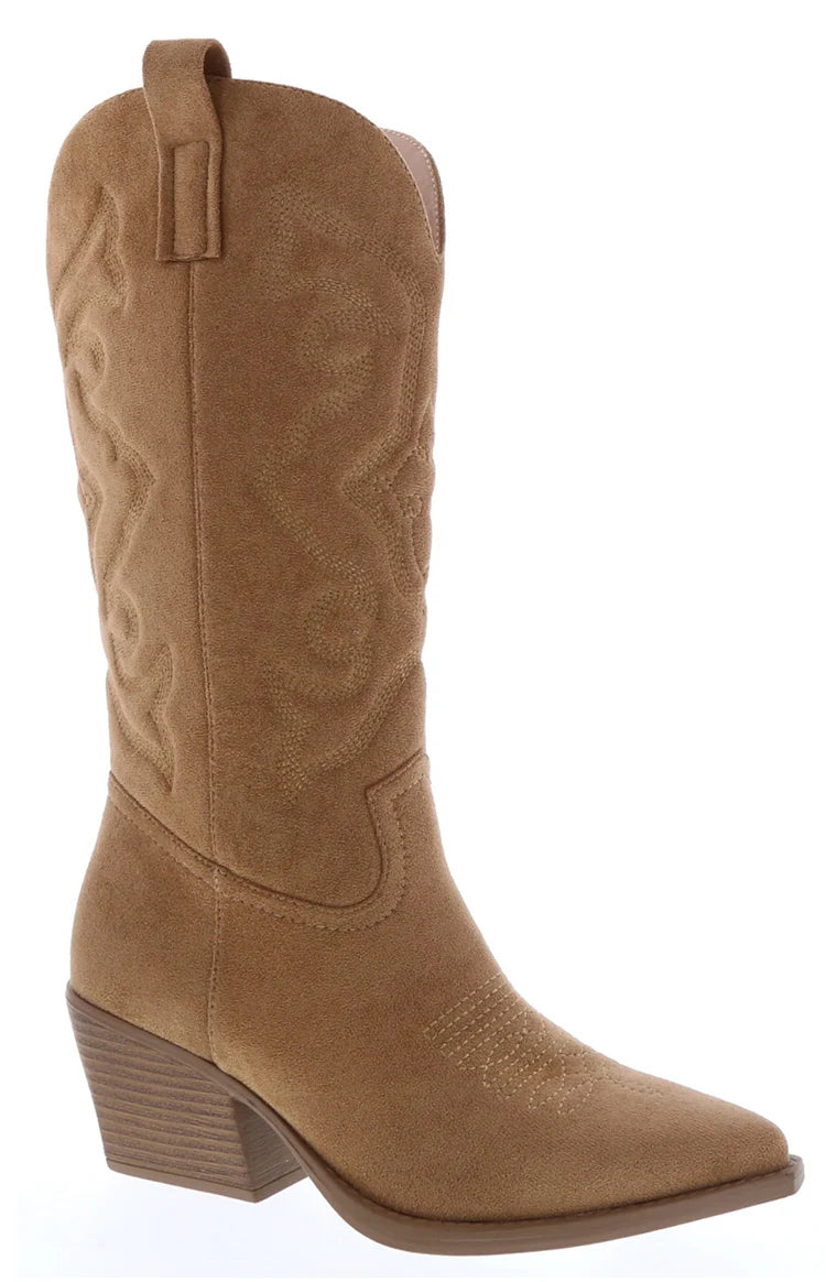 Kelly Camel Suedette Cowboy Boots - Image 2