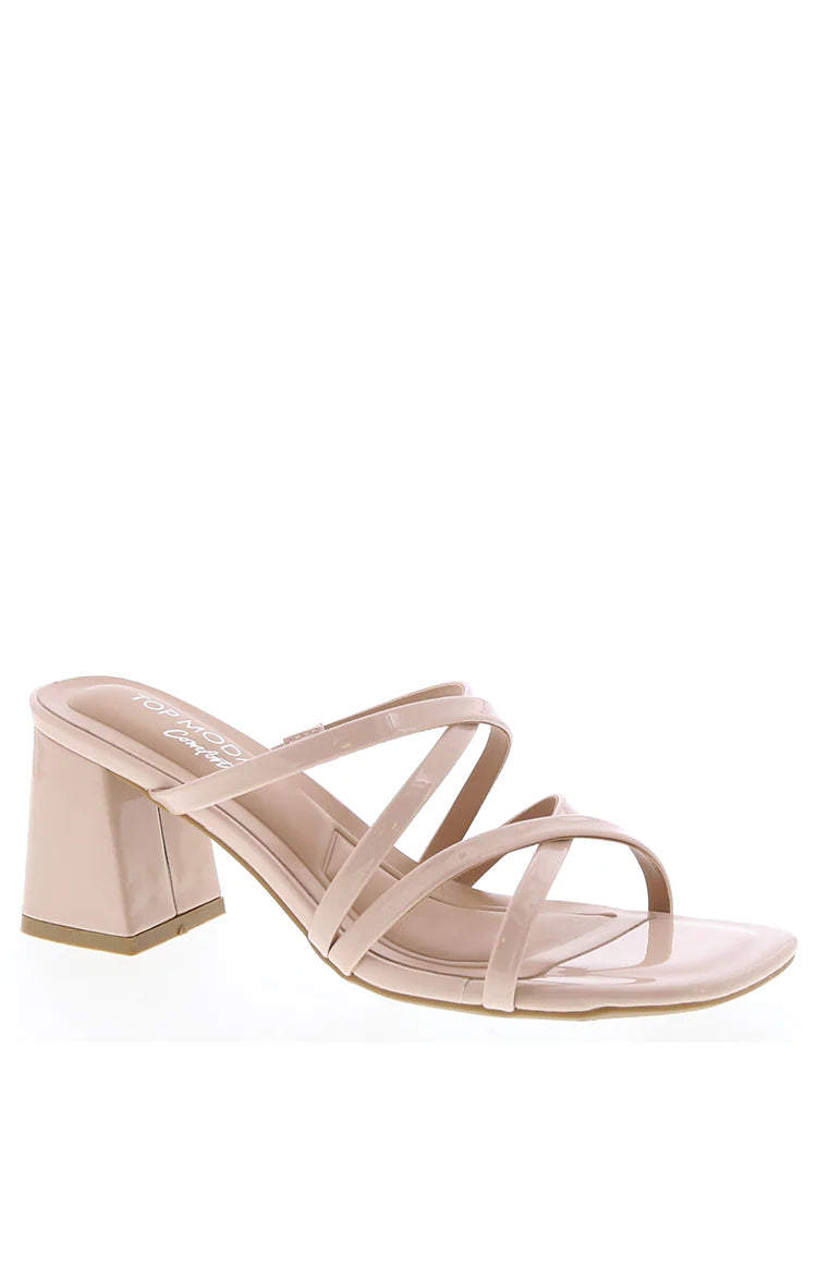 Poppi Nude Strappy Block Heels - Image 2